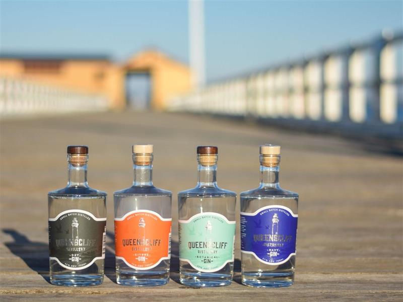 Queenscliff Distillery gin variety on a pier