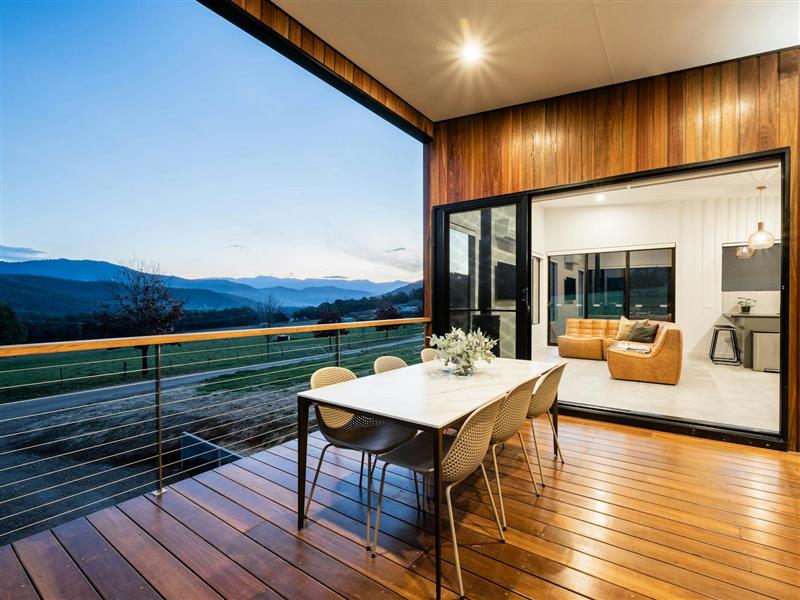 outside deck and seating with views of mountains