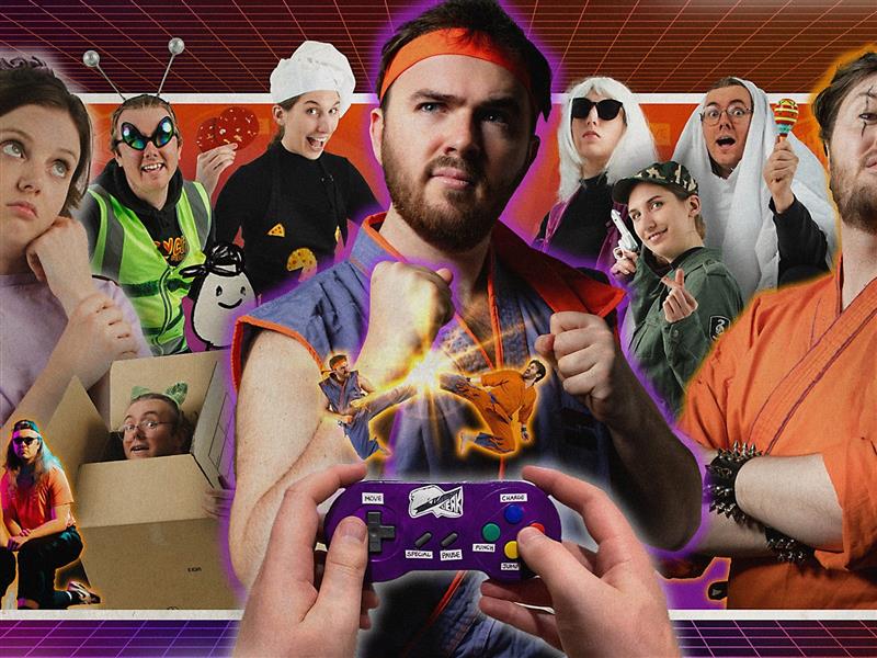 Comedians in costumes pretending to be video game characters.