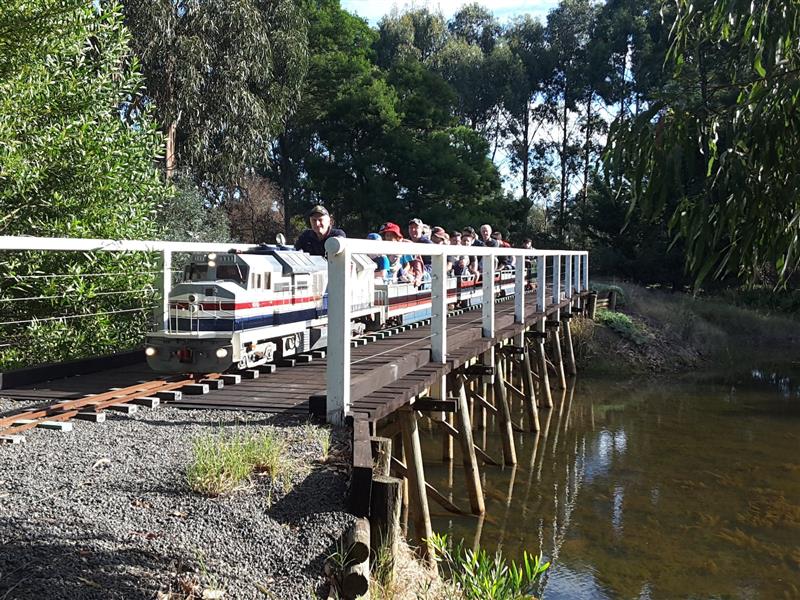 Miniature Train crossing the bridge