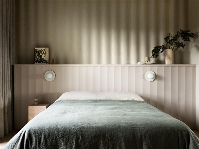 The bedroom in the Nest is effortlessly chic providing a luxe country getaway.