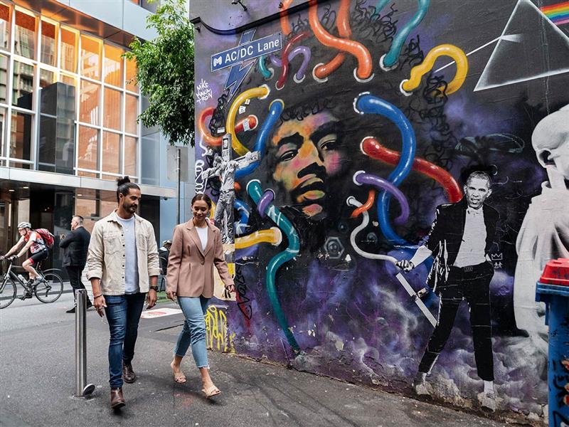 AC/DC Lane, Melbourne. Street art by Mike Makatron. 