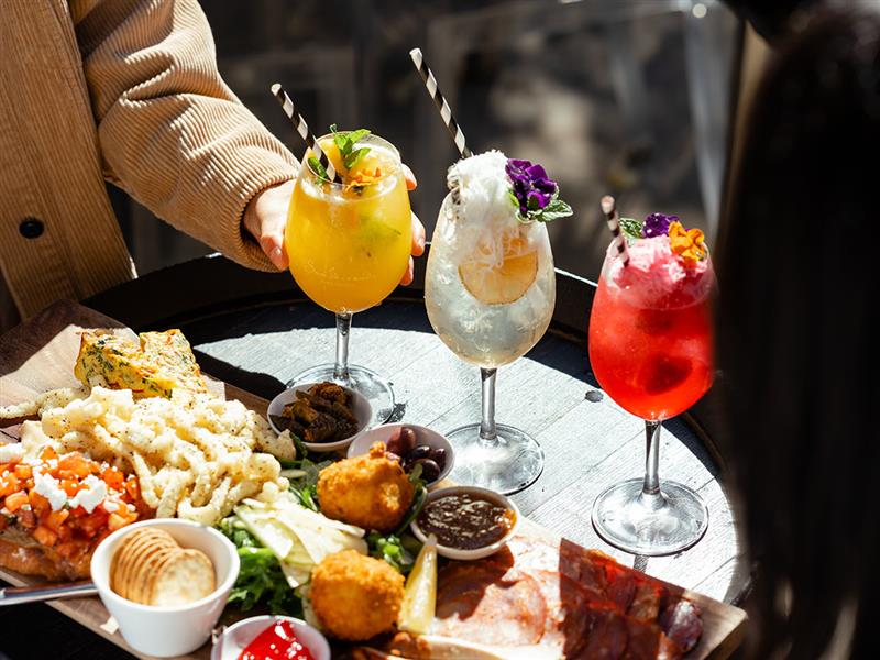 Food and colourful drinks from Sam Miranda, King Valley, Victoria, Australia