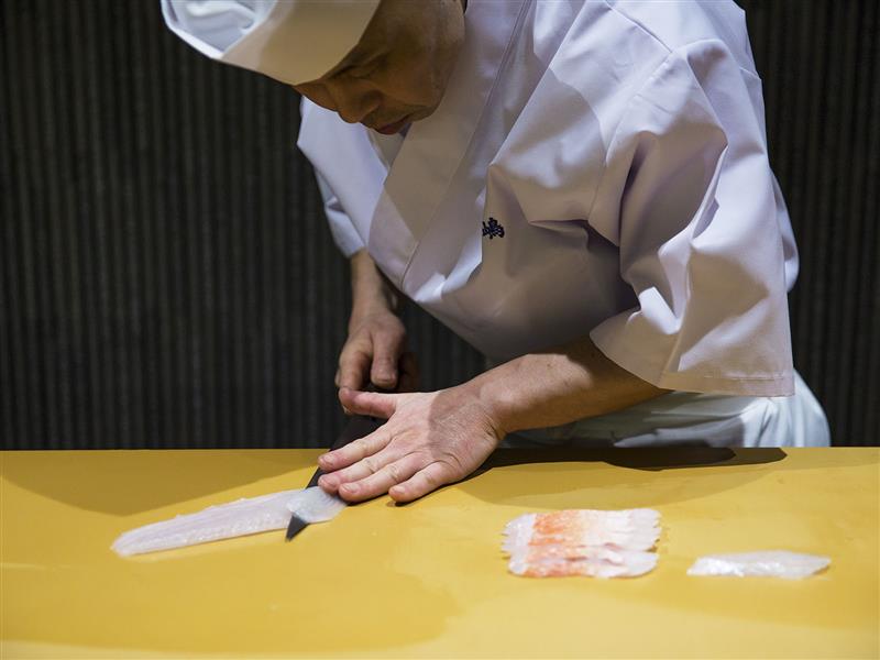 Minamishima preparing fish, Melbourne, Victoria.